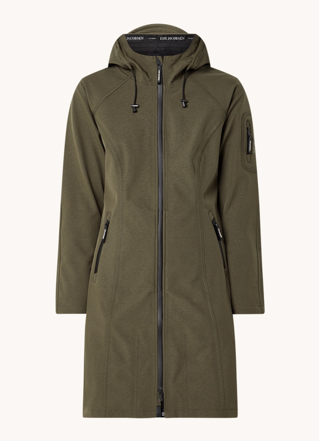 Ilse Jacobsen Rain37L softshell regenjas met gesealde rits  - voorkant groen