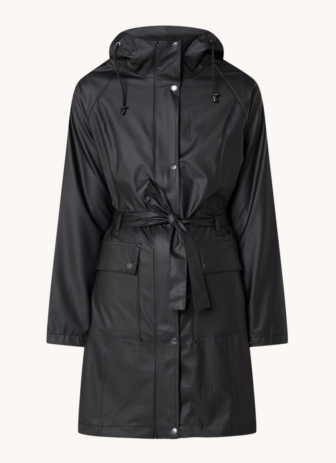 Ilse Jacobsen Rain70 regenjas met strikceintuur  - voorkant 2 zwart
