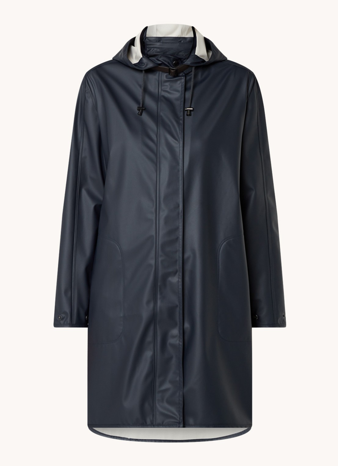 Ilse Jacobsen Rain71 regenjas met afneembare capuchon en steekzakken - voorkant 3 donkerblauw