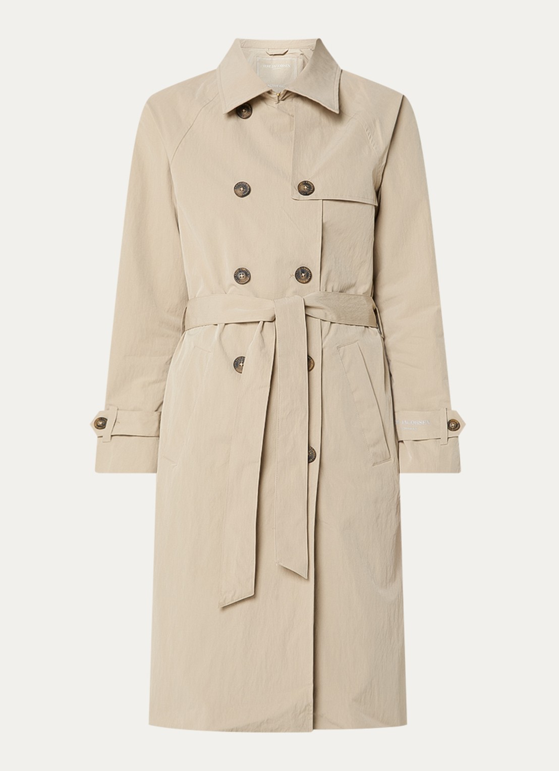 Ilse Jacobsen Rainvision double-breasted trenchcoat met steekzakken en strikceintuur - voorkant 3 beige