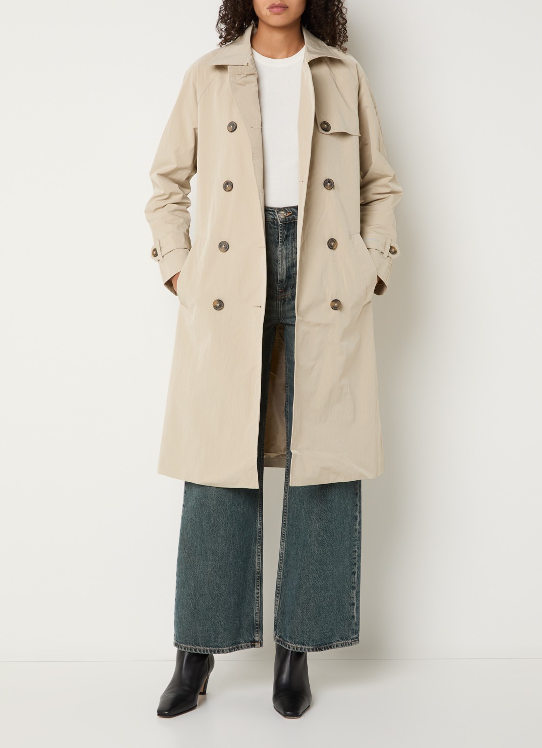 Ilse Jacobsen Rainvision double-breasted trenchcoat met steekzakken en strikceintuur - voorkant 4 beige