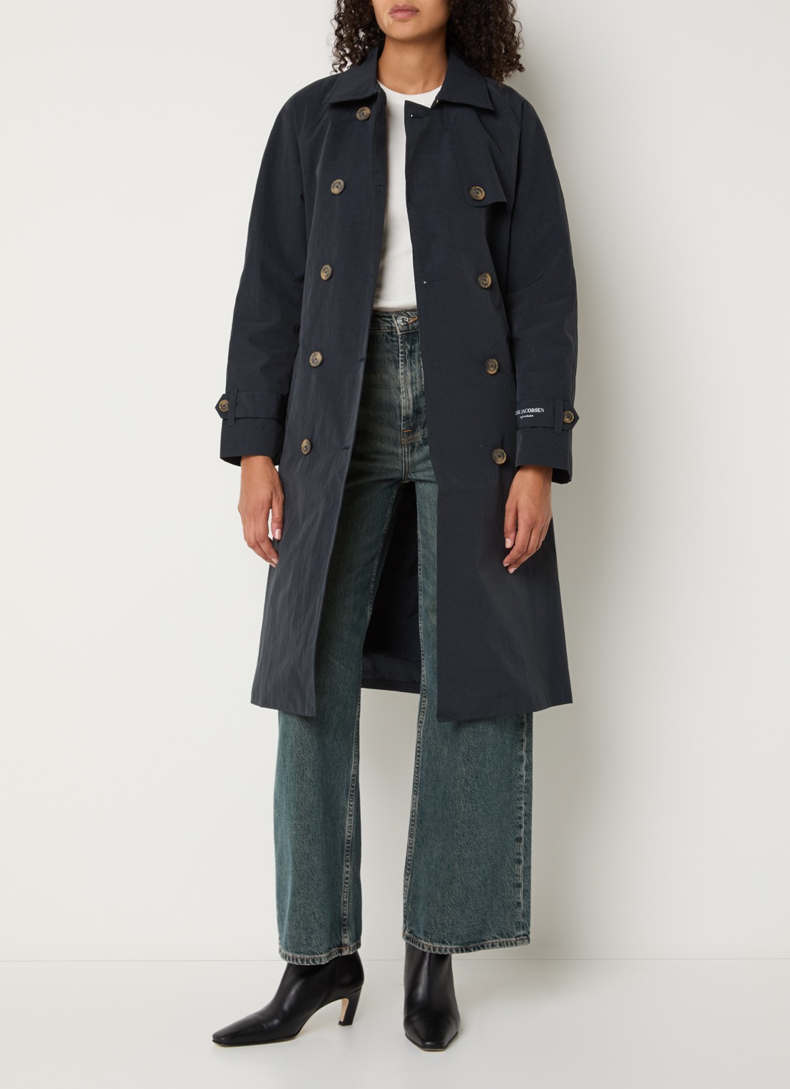 Ilse Jacobsen Rainvision double-breasted trenchcoat met steekzakken en strikceintuur - voorkant 4 donkerblauw