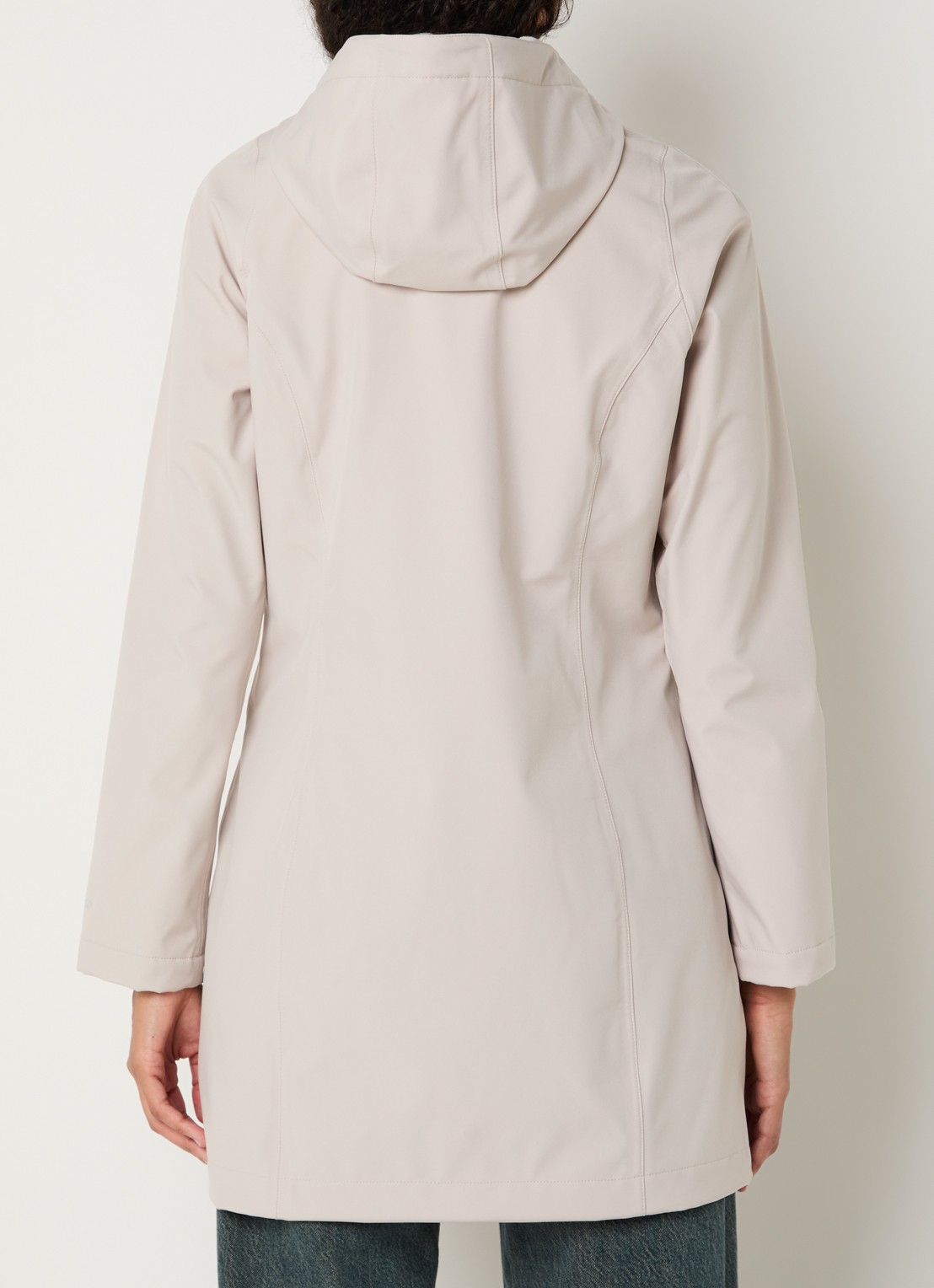 Ilse Jacobsen Regenjas met capuchon en ritszakken - achterkant 3 beige