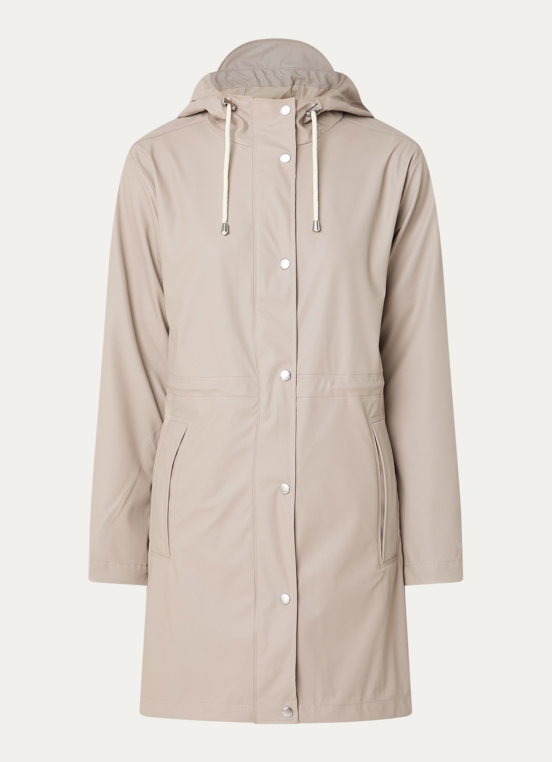 Ilse Jacobsen Regenjas met capuchon en steekzakken - voorkant beige
