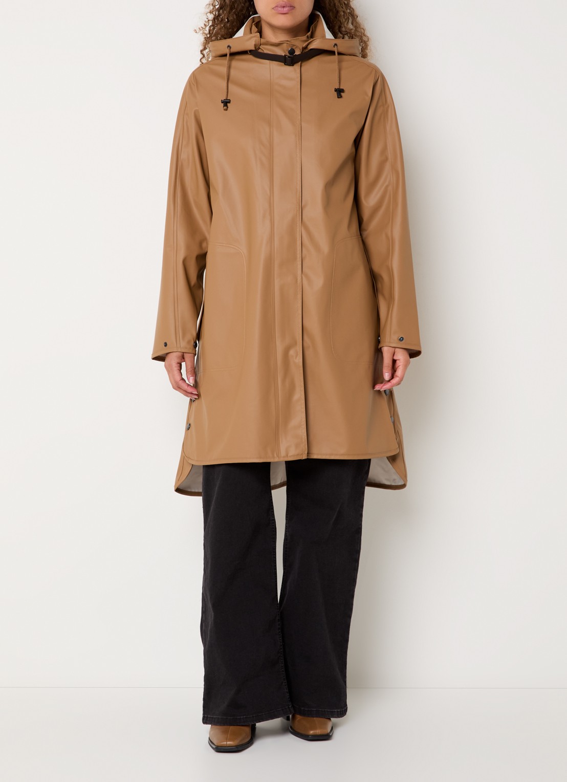 Ilse Jacobsen Regenjas met capuchon en steekzakken - detail 3 cognac