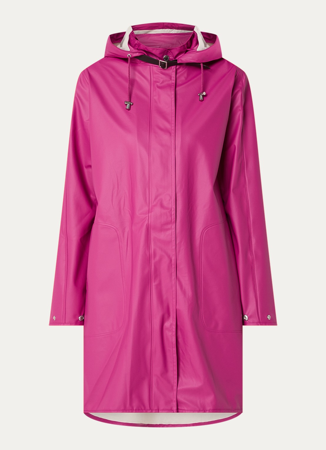 Ilse Jacobsen Regenjas met capuchon en steekzakken - voorkant 3 fuchsia