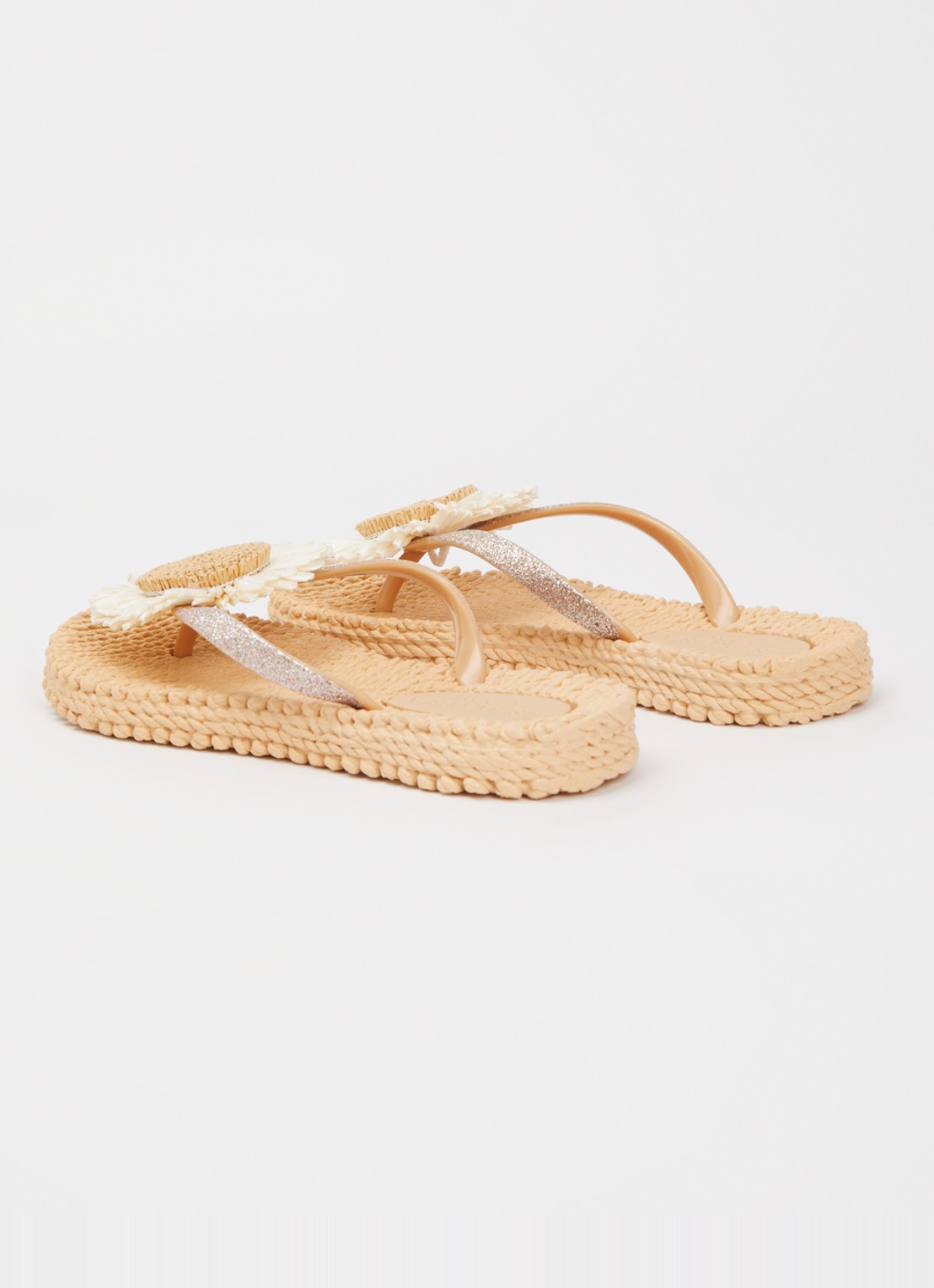 Ilse Jacobsen Slipper met glitter en applicatie - achterkant beige