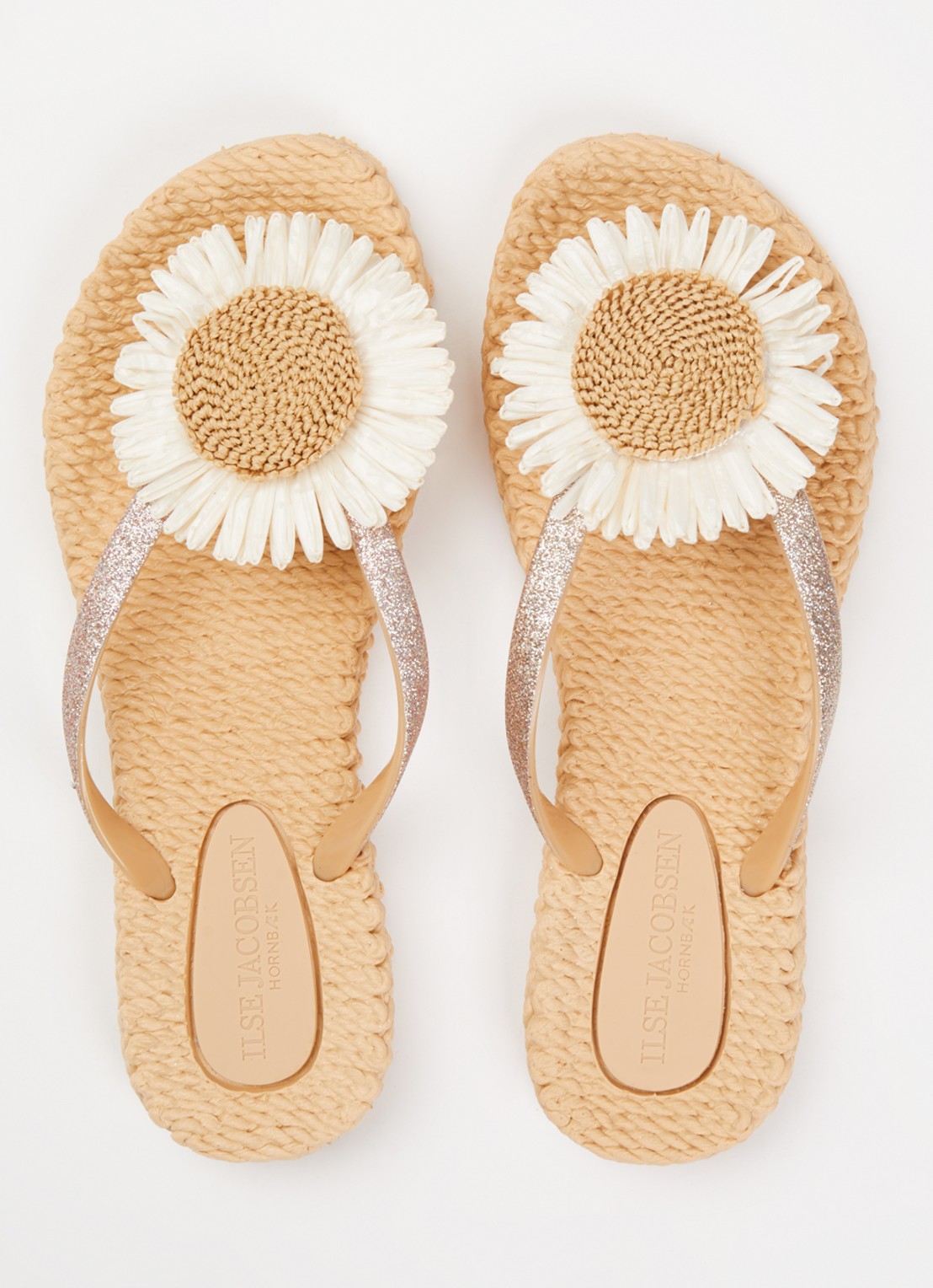 Ilse Jacobsen Slipper met glitter en applicatie - detail 3 beige