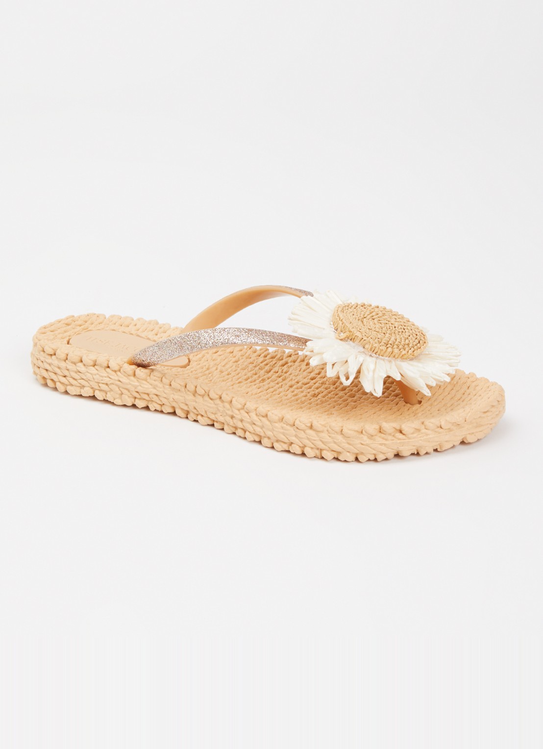 Ilse Jacobsen Slipper met glitter en applicatie - voorkant 5 beige