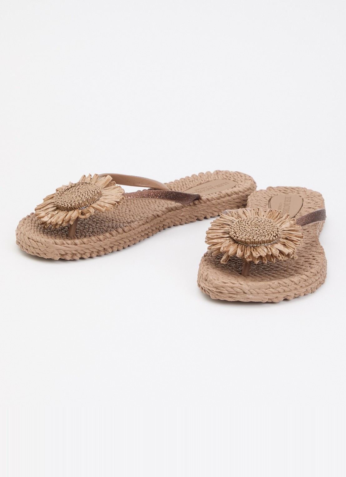 Ilse Jacobsen Slipper met glitter en applicatie - detail lichtbruin