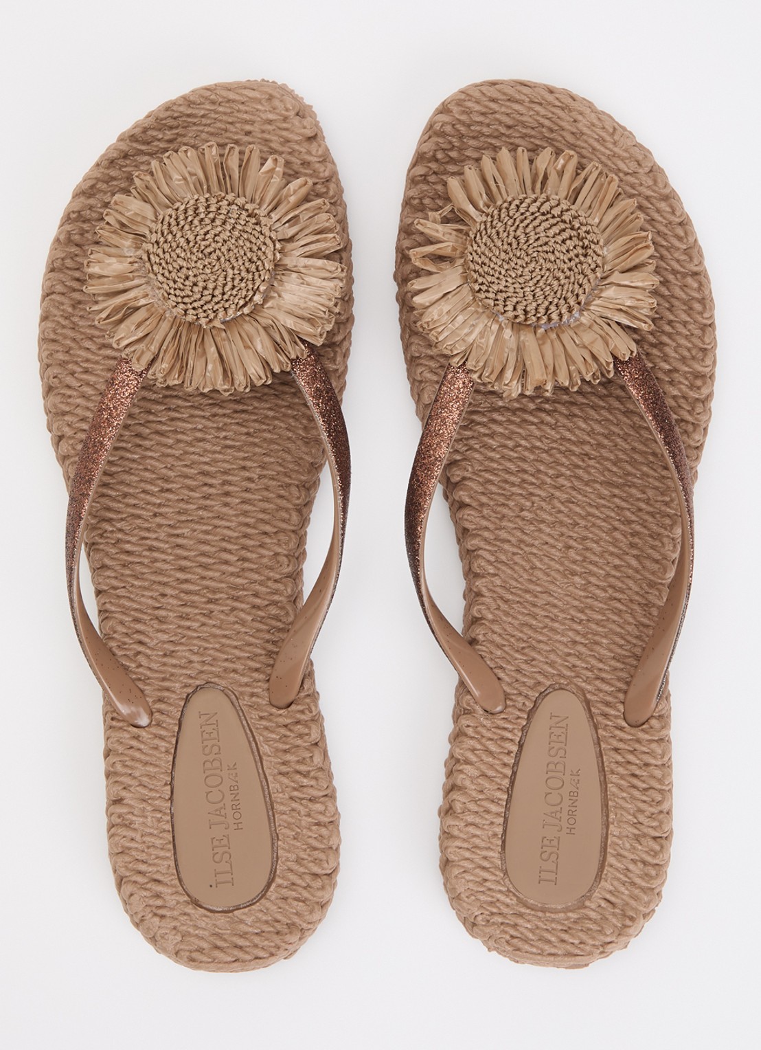 Ilse Jacobsen Slipper met glitter en applicatie - detail 2 lichtbruin