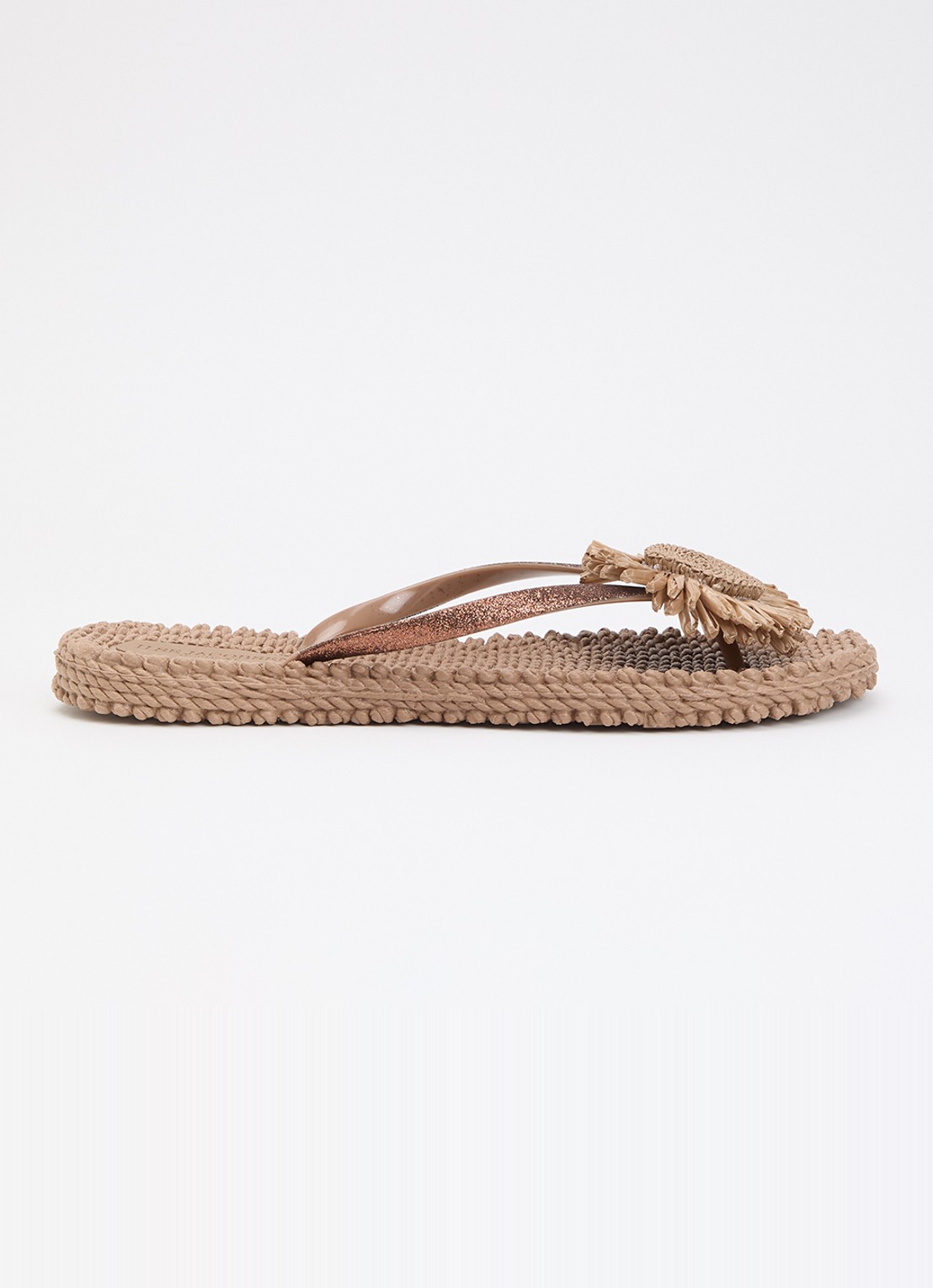 Ilse Jacobsen Slipper met glitter en applicatie - voorkant 4 lichtbruin