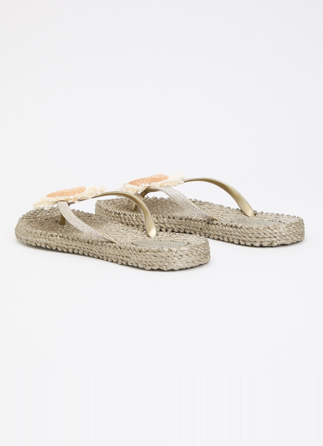 Ilse Jacobsen Slipper met glitter en applicatie - achterkant 4 donkerbeige
