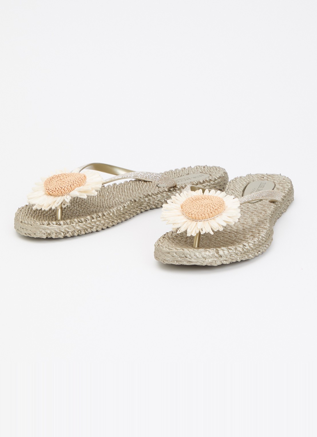 Ilse Jacobsen Slipper met glitter en applicatie - detail donkerbeige