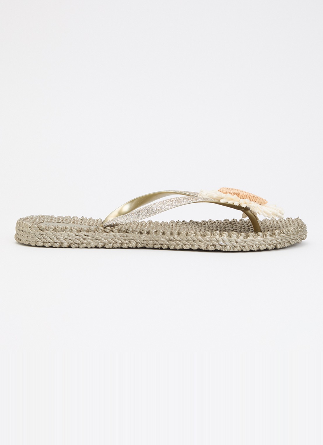 Ilse Jacobsen Slipper met glitter en applicatie - voorkant 5 donkerbeige