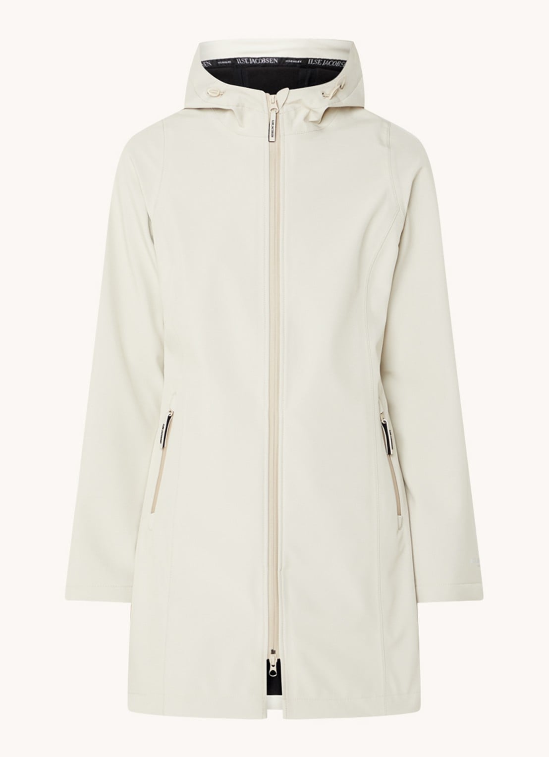 Ilse Jacobsen Softshell jack met capuchon en ritszakken - voorkant 3 beige