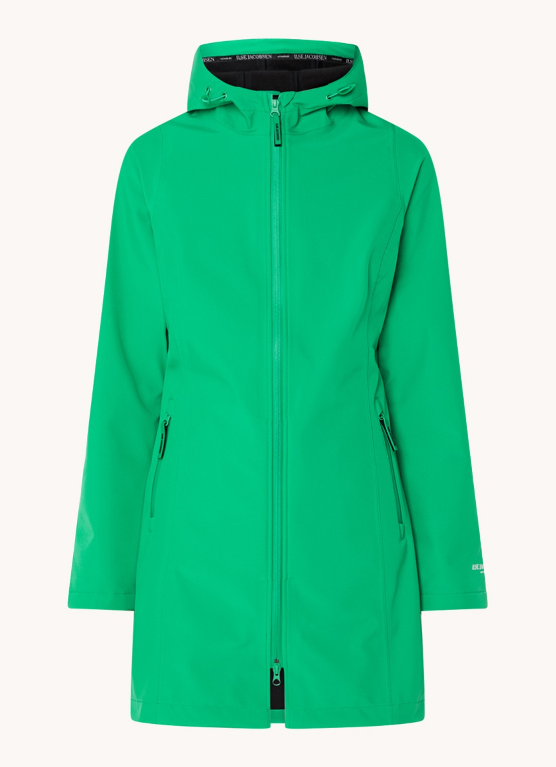 Ilse Jacobsen Softshell jack met capuchon en ritszakken - voorkant 3 felgroen