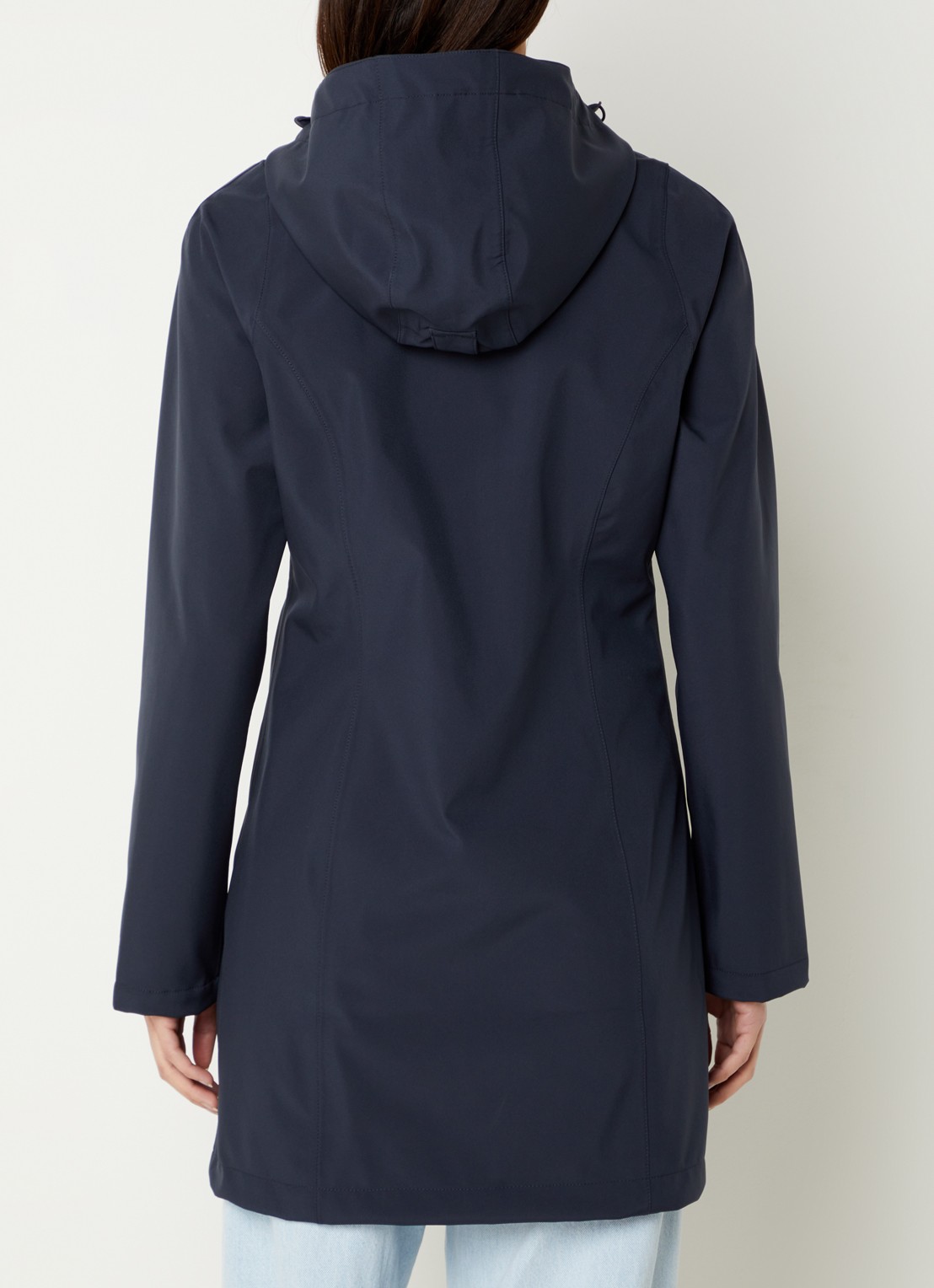 Ilse Jacobsen Softshell jack met capuchon en ritszakken - achterkant 3 donkerblauw