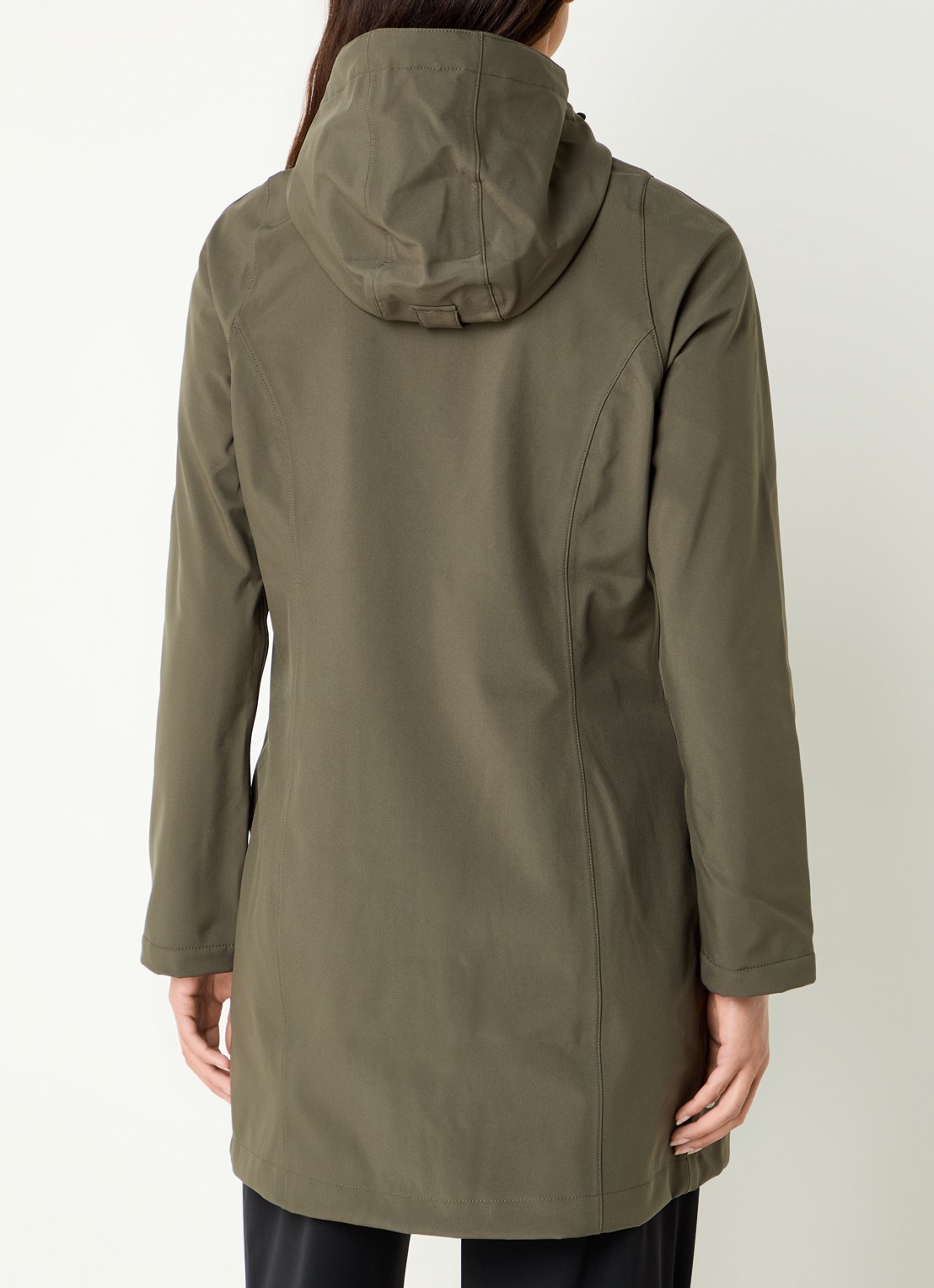 Ilse Jacobsen Softshell jack met capuchon en ritszakken - achterkant 4 legergroen
