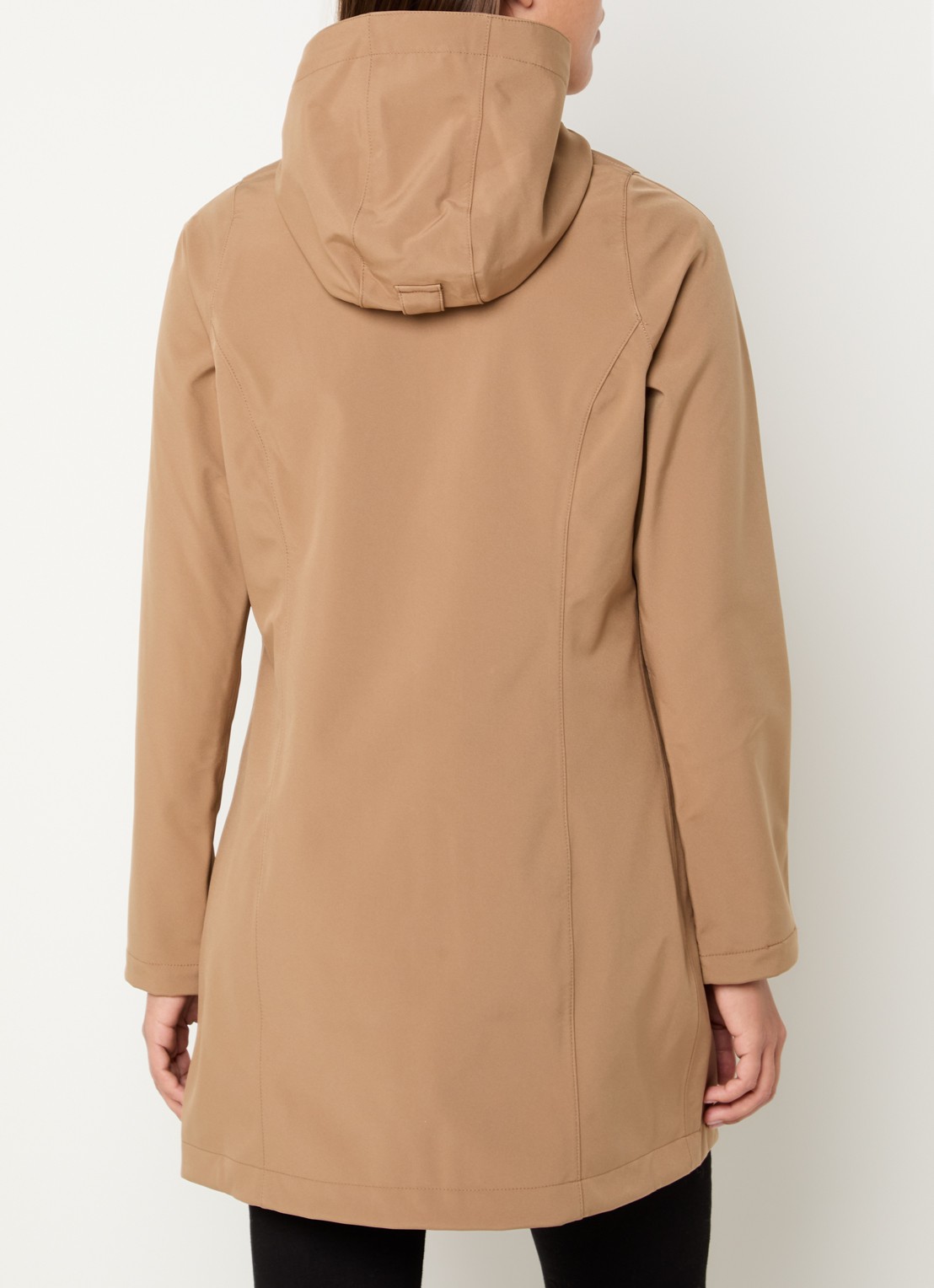 Ilse Jacobsen Softshell jack met capuchon en ritszakken - achterkant camel