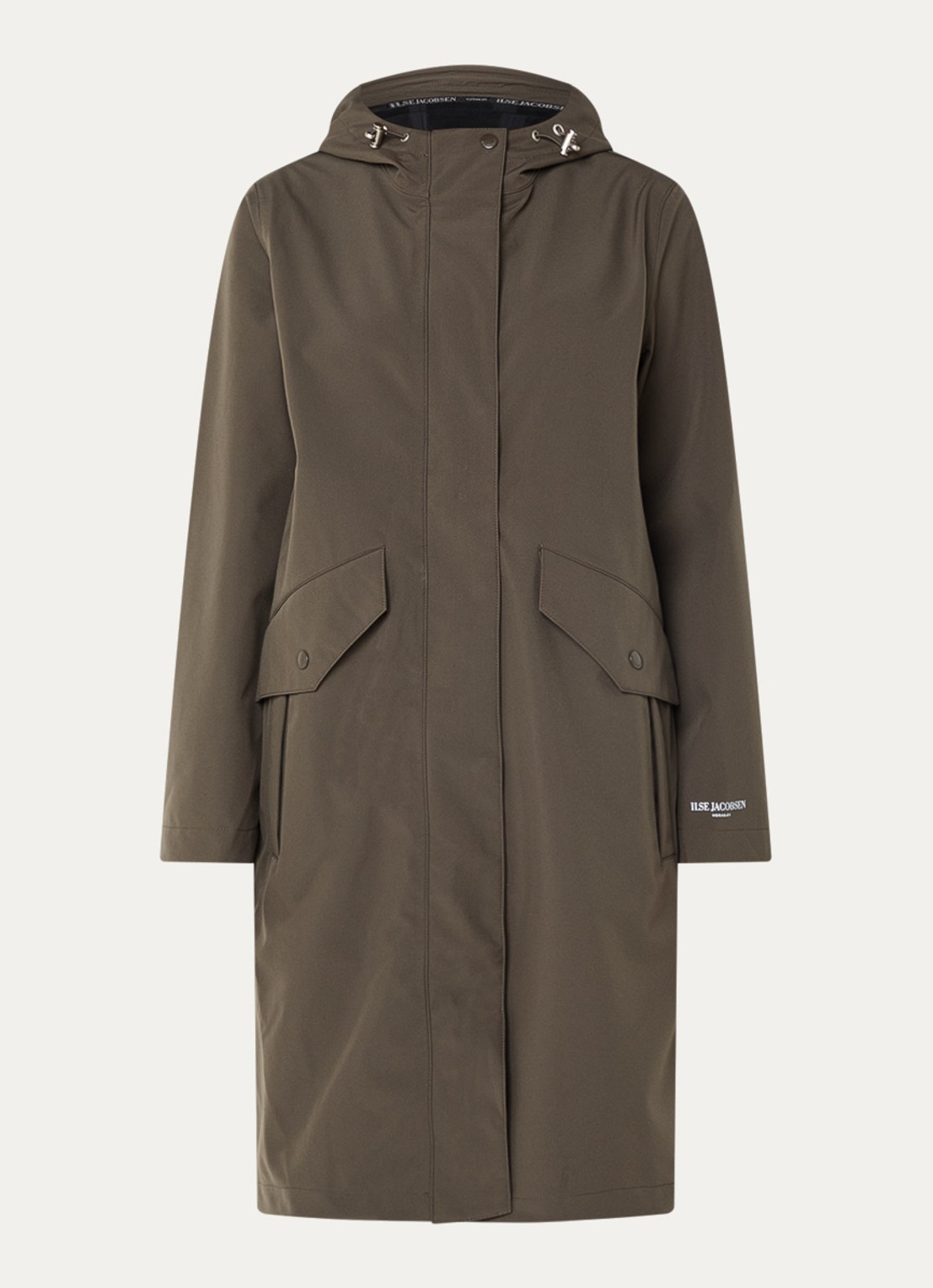 Ilse Jacobsen Softshell regenjas met capuchon - voorkant 3 bronsgroen