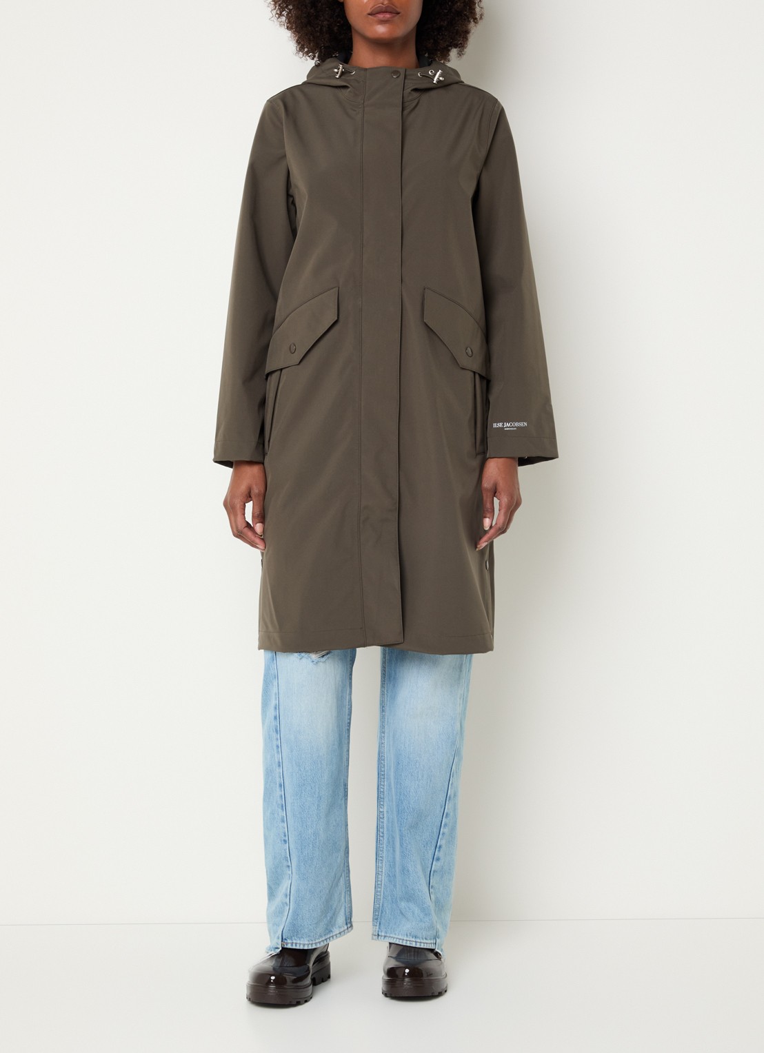 Ilse Jacobsen Softshell regenjas met capuchon - voorkant 4 bronsgroen