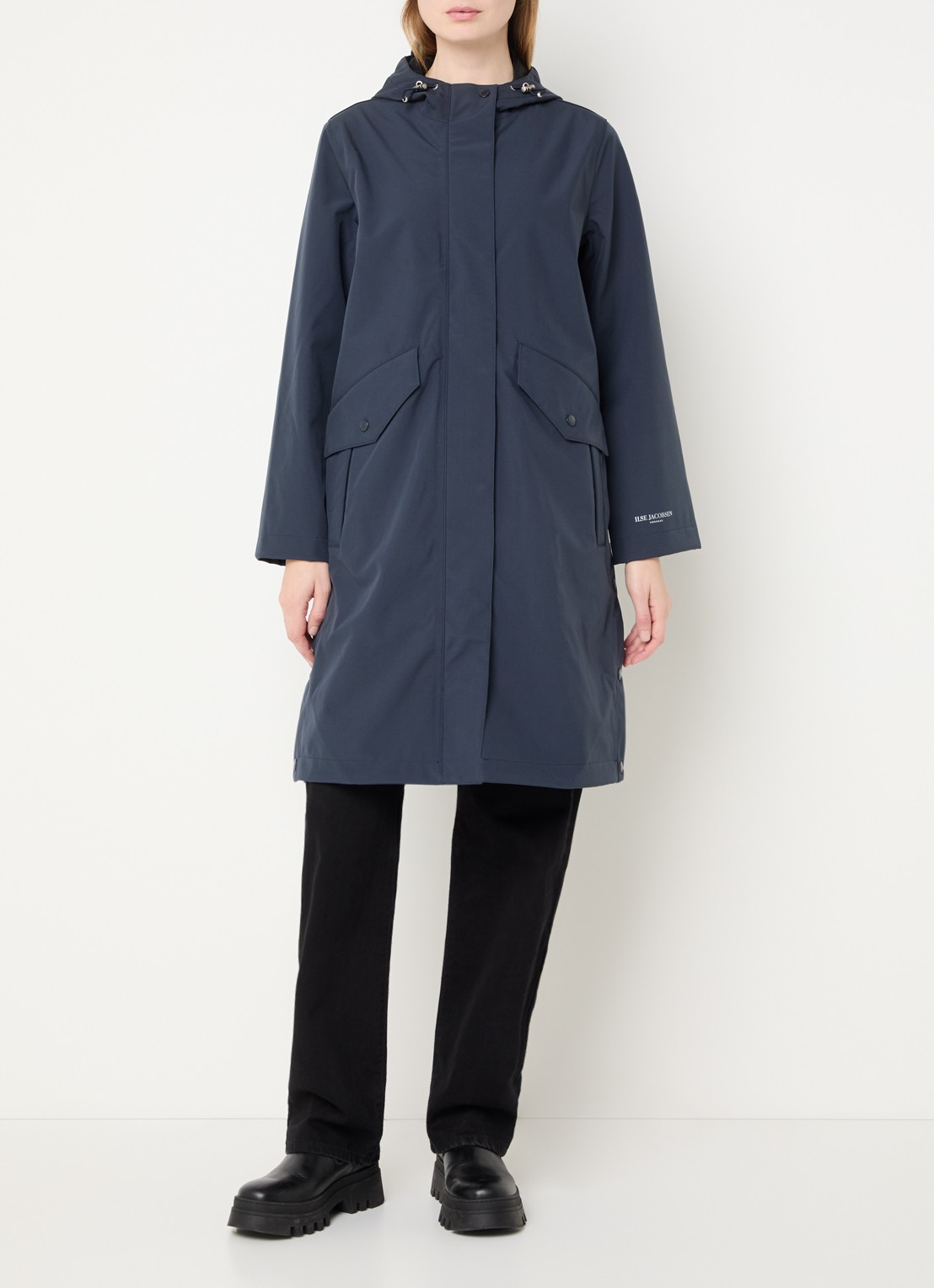 Ilse Jacobsen Softshell regenjas met capuchon - voorkant 3 donkerblauw