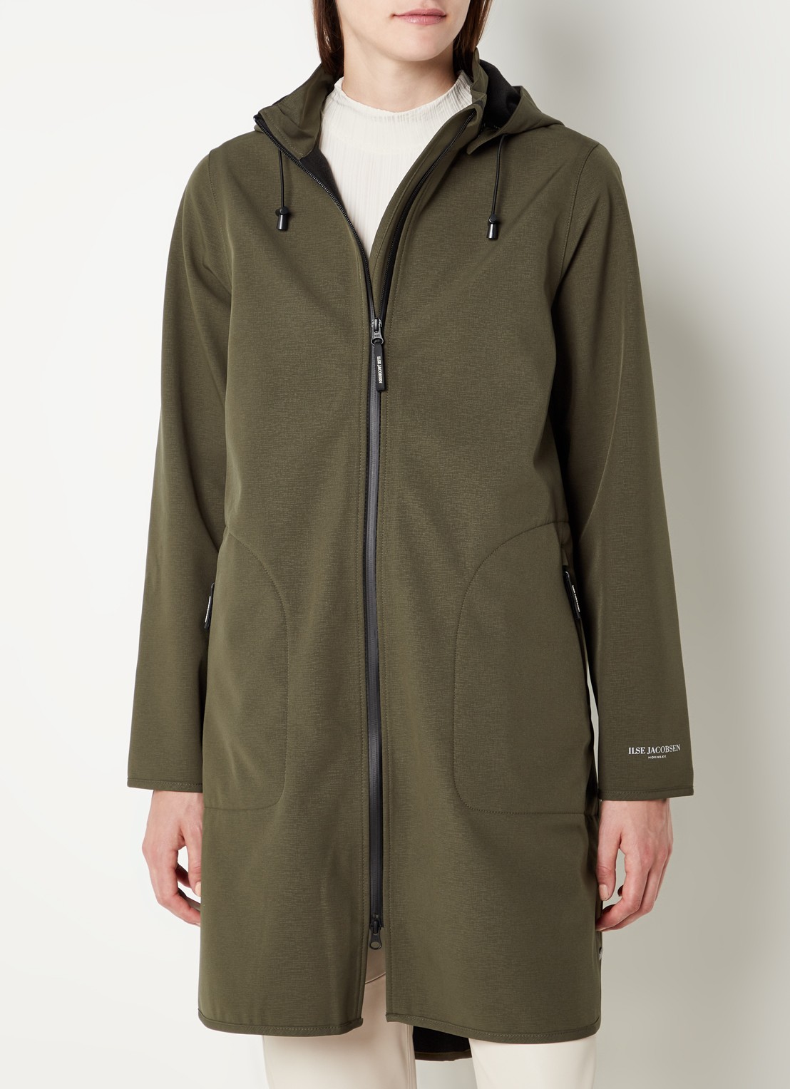 Ilse Jacobsen Softshell regenjas met ritszakken  - detail 4 groen