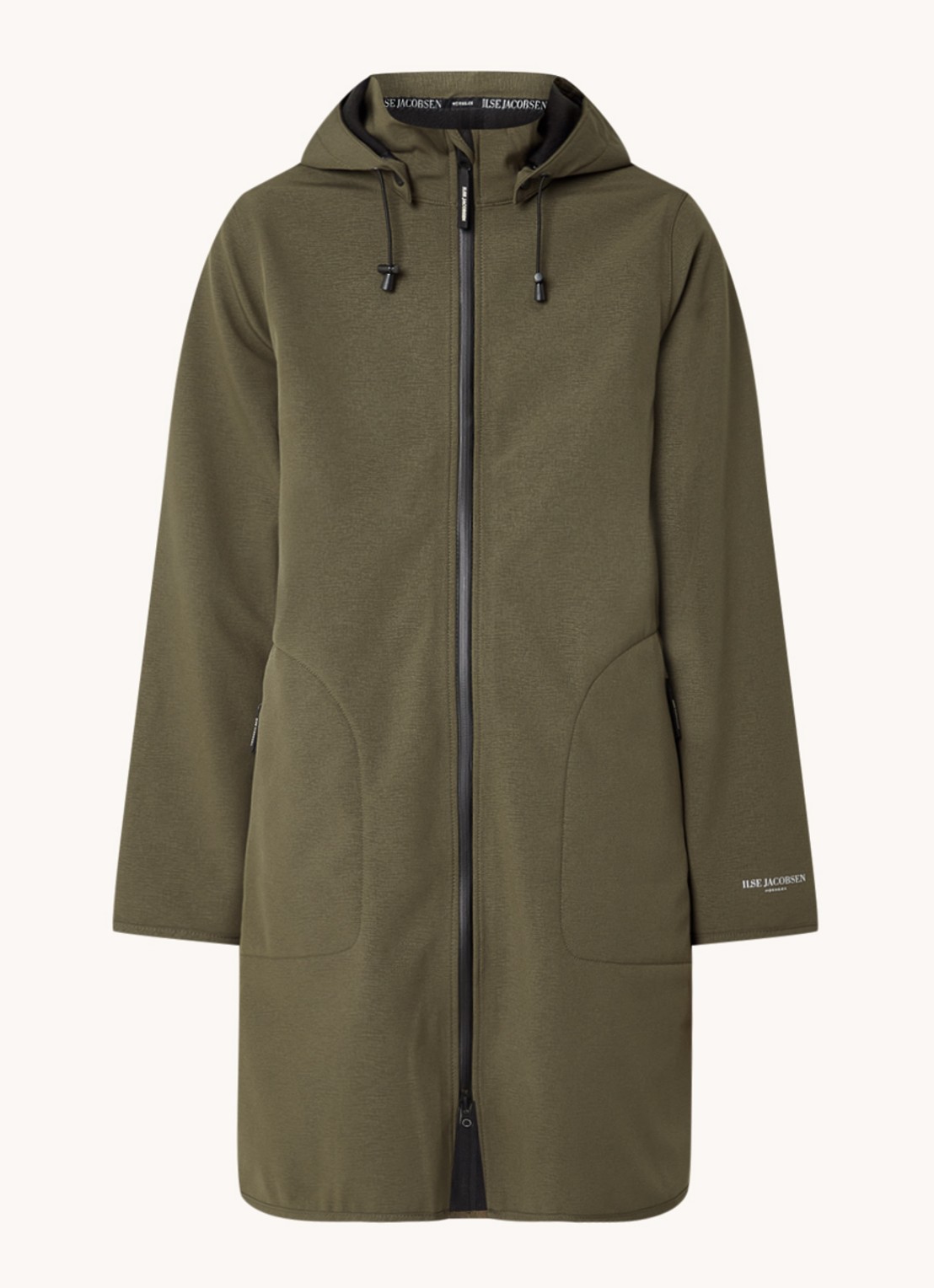 Ilse Jacobsen Softshell regenjas met ritszakken  - voorkant groen