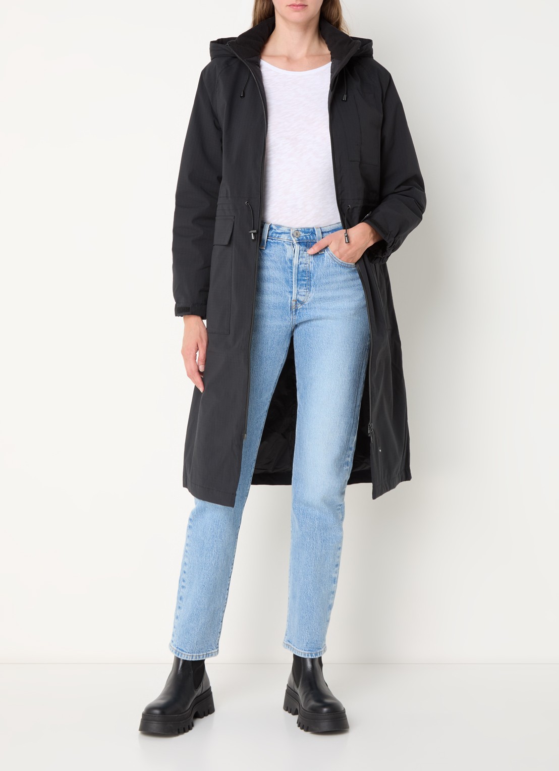Ilse Jacobsen Thermy parka met afneembare capuchon - voorkant 3 zwart