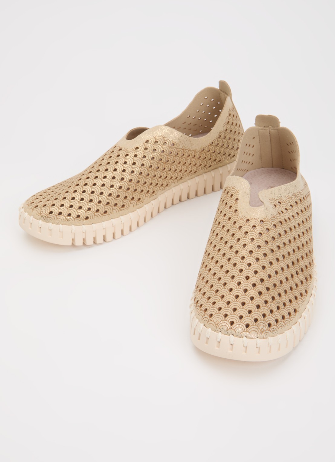 Ilse Jacobsen Tulip slip-on met metallic details - detail beige