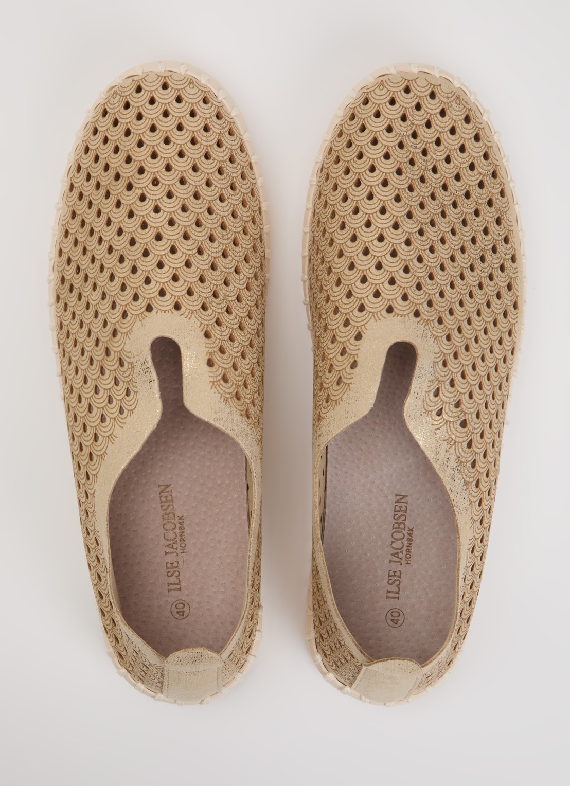 Ilse Jacobsen Tulip slip-on met metallic details - detail 2 beige