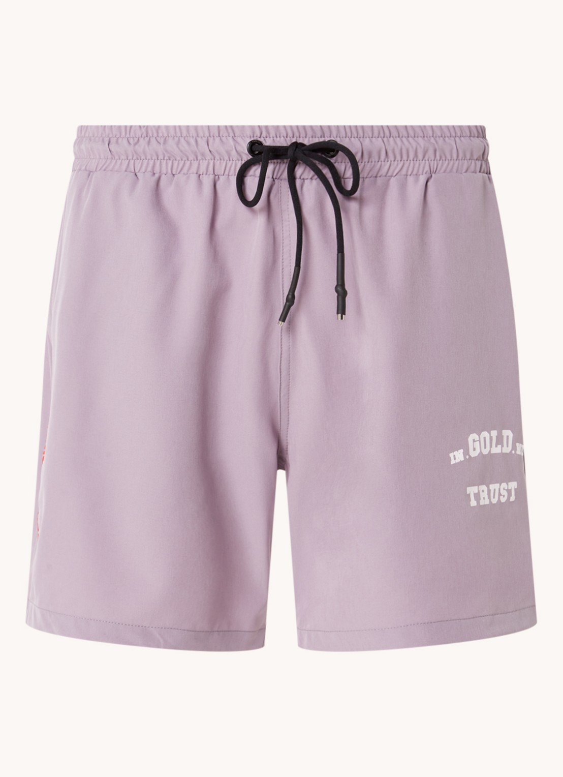In Gold We Trust The Marley zwemshorts met ritszakken en logo - voorkant lila