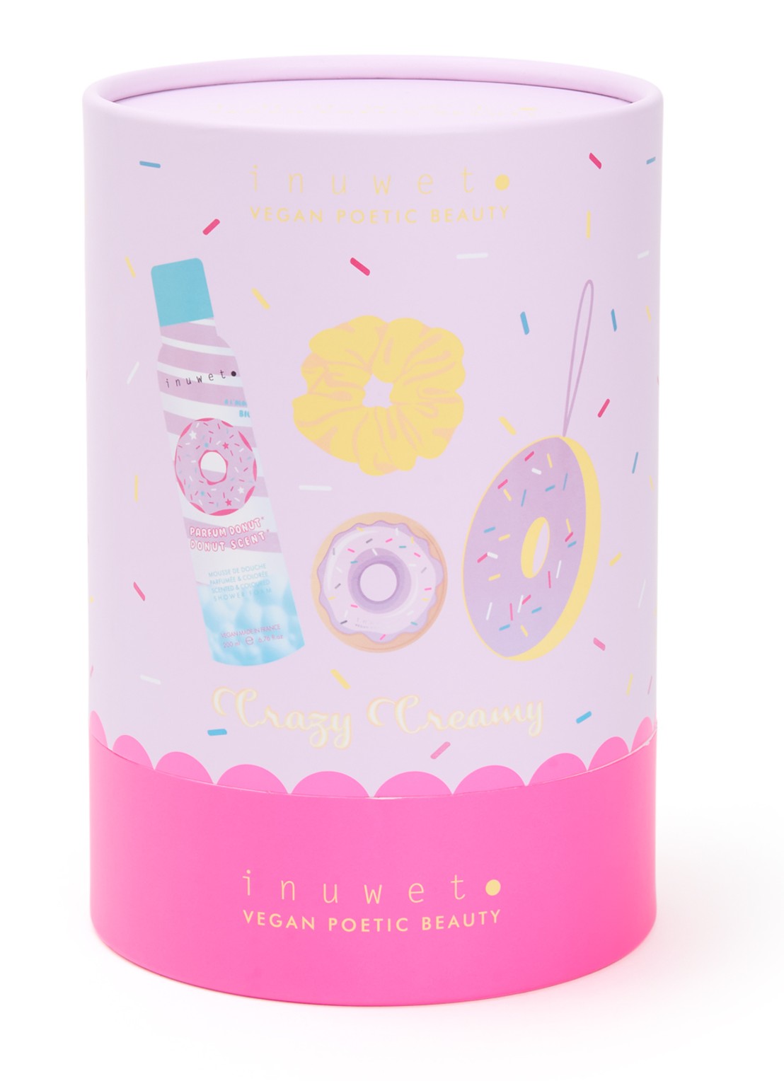 Inuwet Crazy Creamy Donut bad cadeauset  - voorkant paars