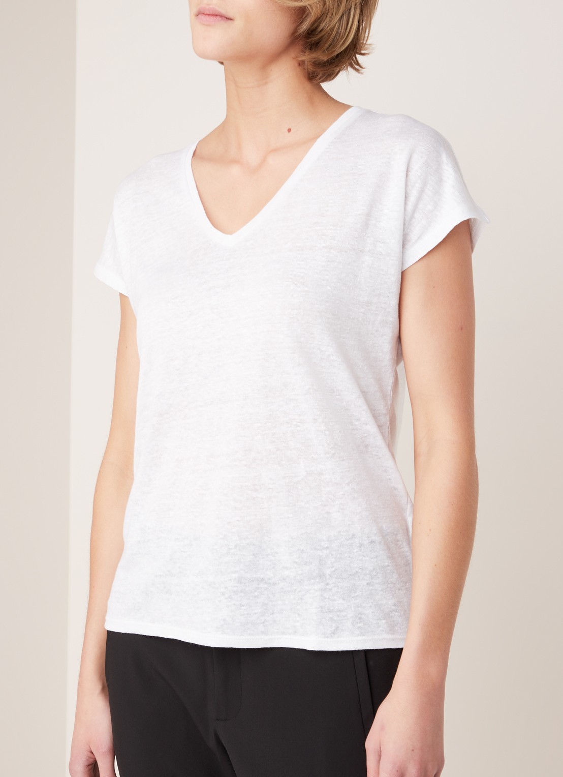 InWear Faylinn semi-transparant T-shirt van linnen - detail 3 wit