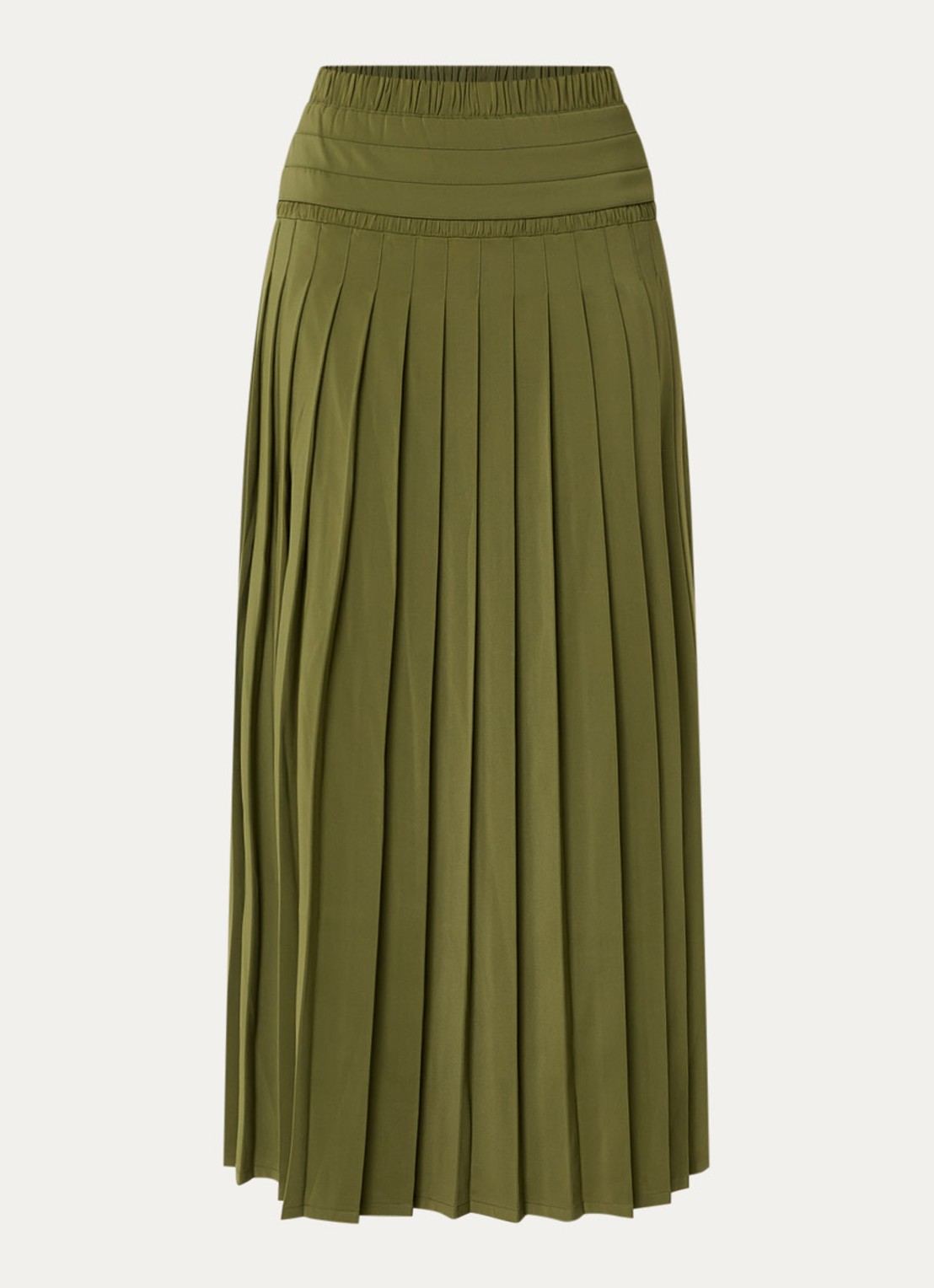 IRO Althea maxi rok met plissé - voorkant 3 mosgroen
