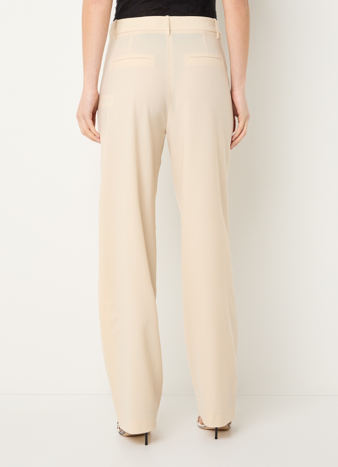 IRO Aluri high waist loose fit pantalon met paspelzakken - achterkant creme