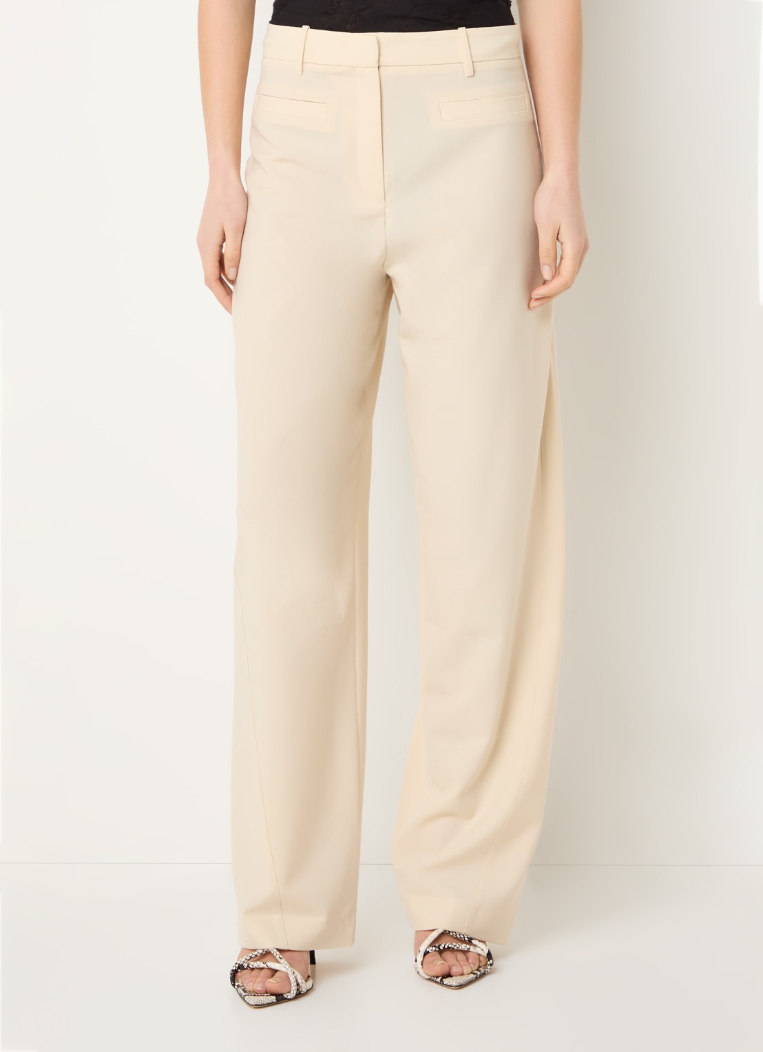 IRO Aluri high waist loose fit pantalon met paspelzakken - detail 4 creme