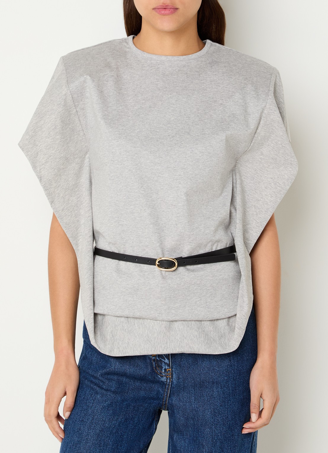 IRO Amoria T-shirt met schoudervulling - detail 4 grijsmele