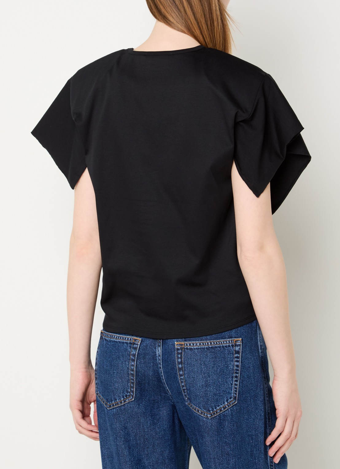 IRO Amoria T-shirt met schoudervulling - achterkant 3 zwart