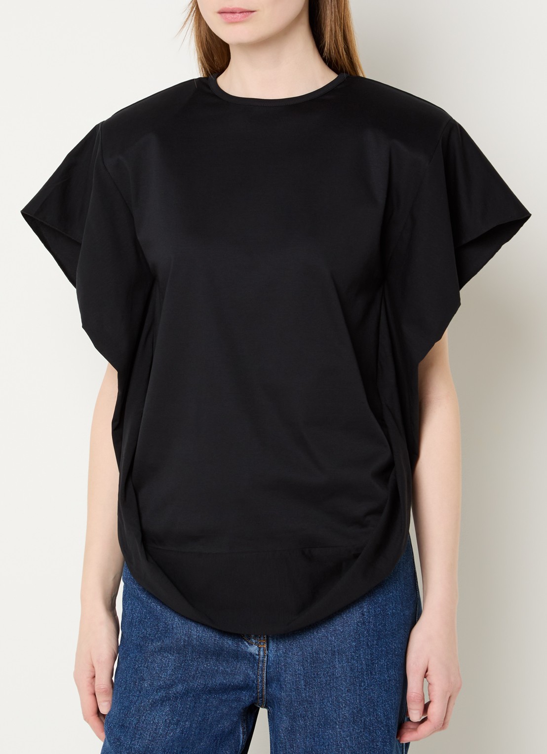 IRO Amoria T-shirt met schoudervulling - detail 4 zwart