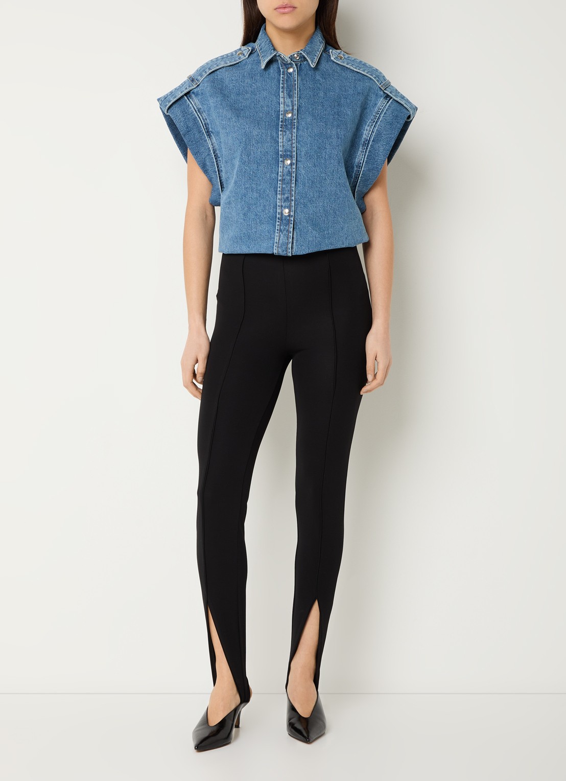 IRO Anglias blouse van denim - voorkant 2 indigo