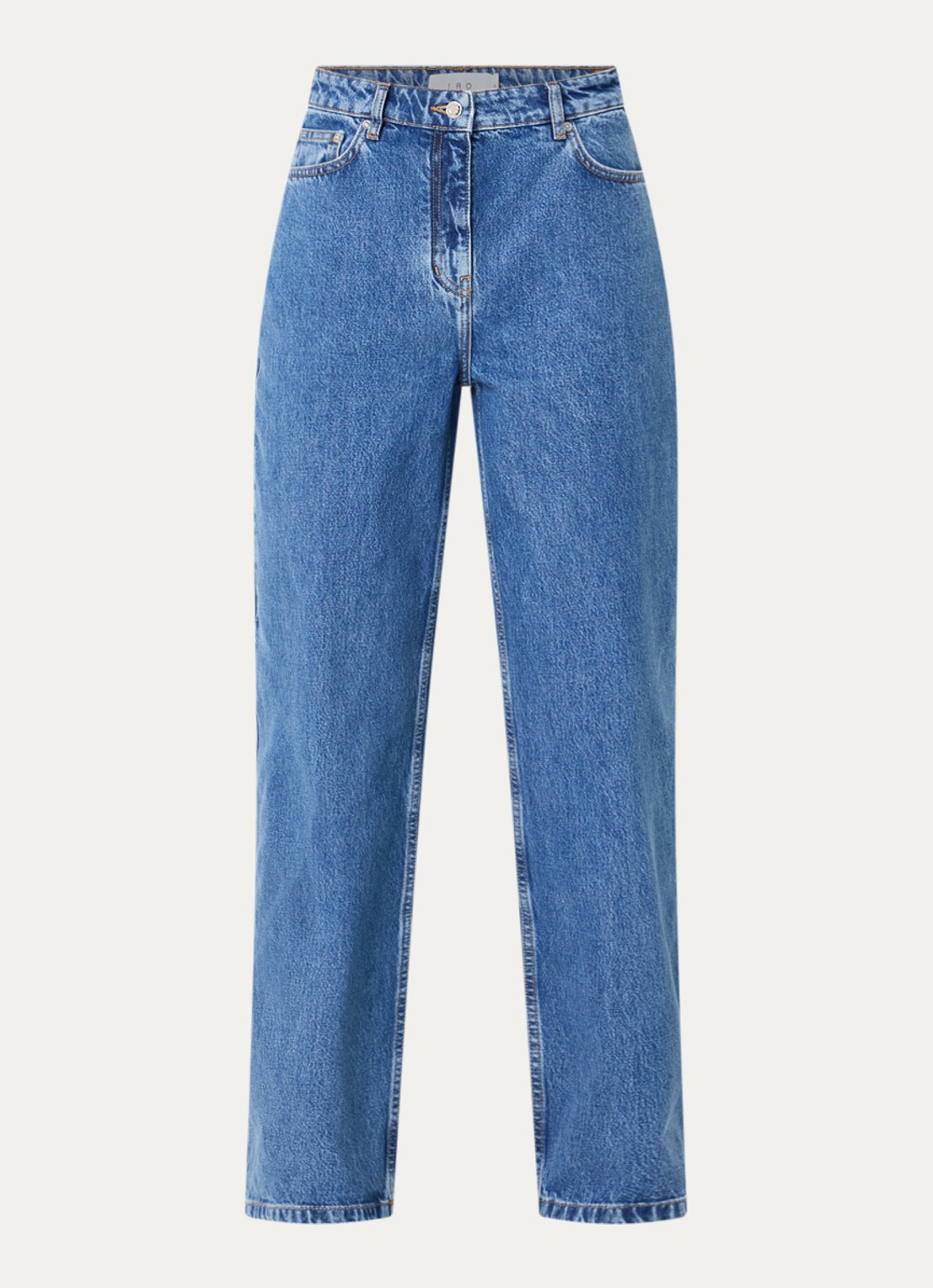 IRO Archi high waist straight fit jeans met medium wassing - voorkant indigo