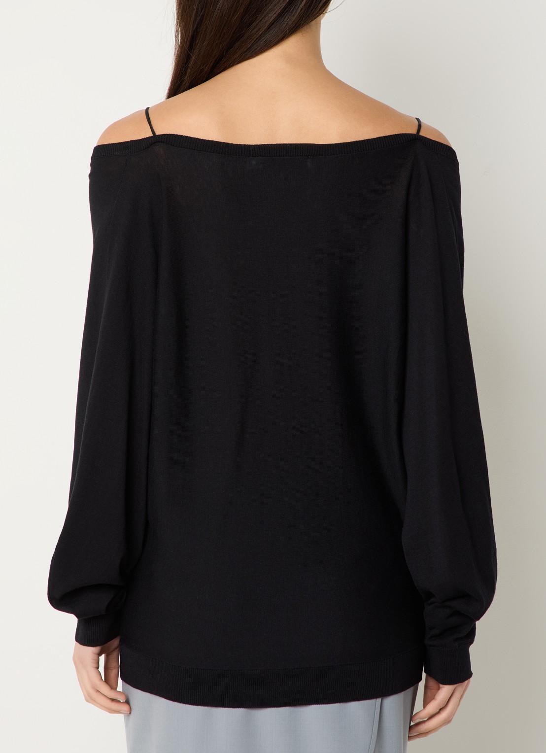 IRO Aubepine off-shoulder top in zijdeblend - achterkant 2 zwart