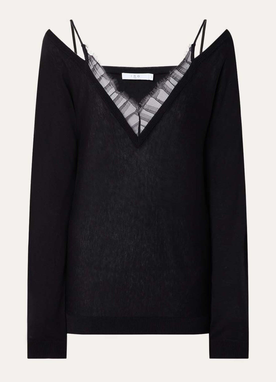 IRO Aubepine off-shoulder top in zijdeblend - voorkant 3 zwart