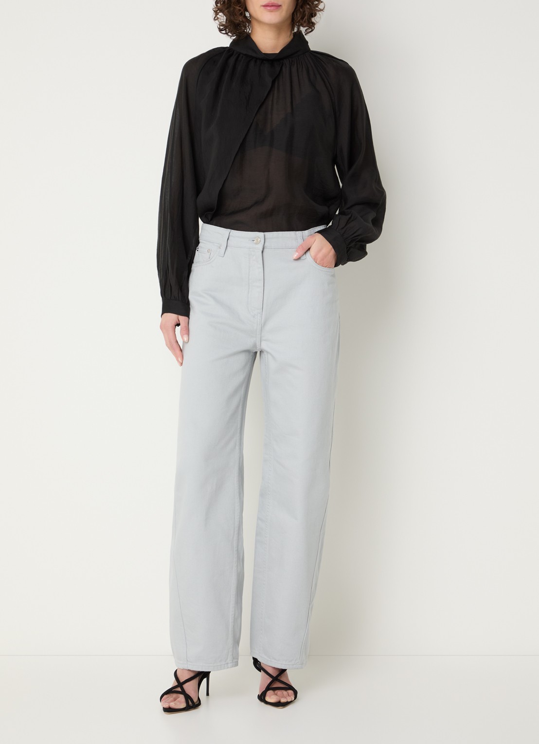 IRO Aurelien high waist straight leg jeans met gekleurde wassing - voorkant 3 grijs