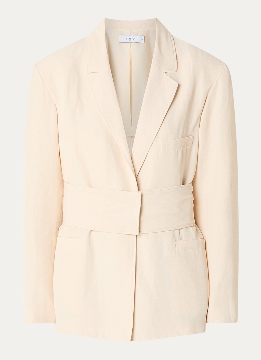 IRO Blazer in linnenblend met schoudervulling - voorkant creme