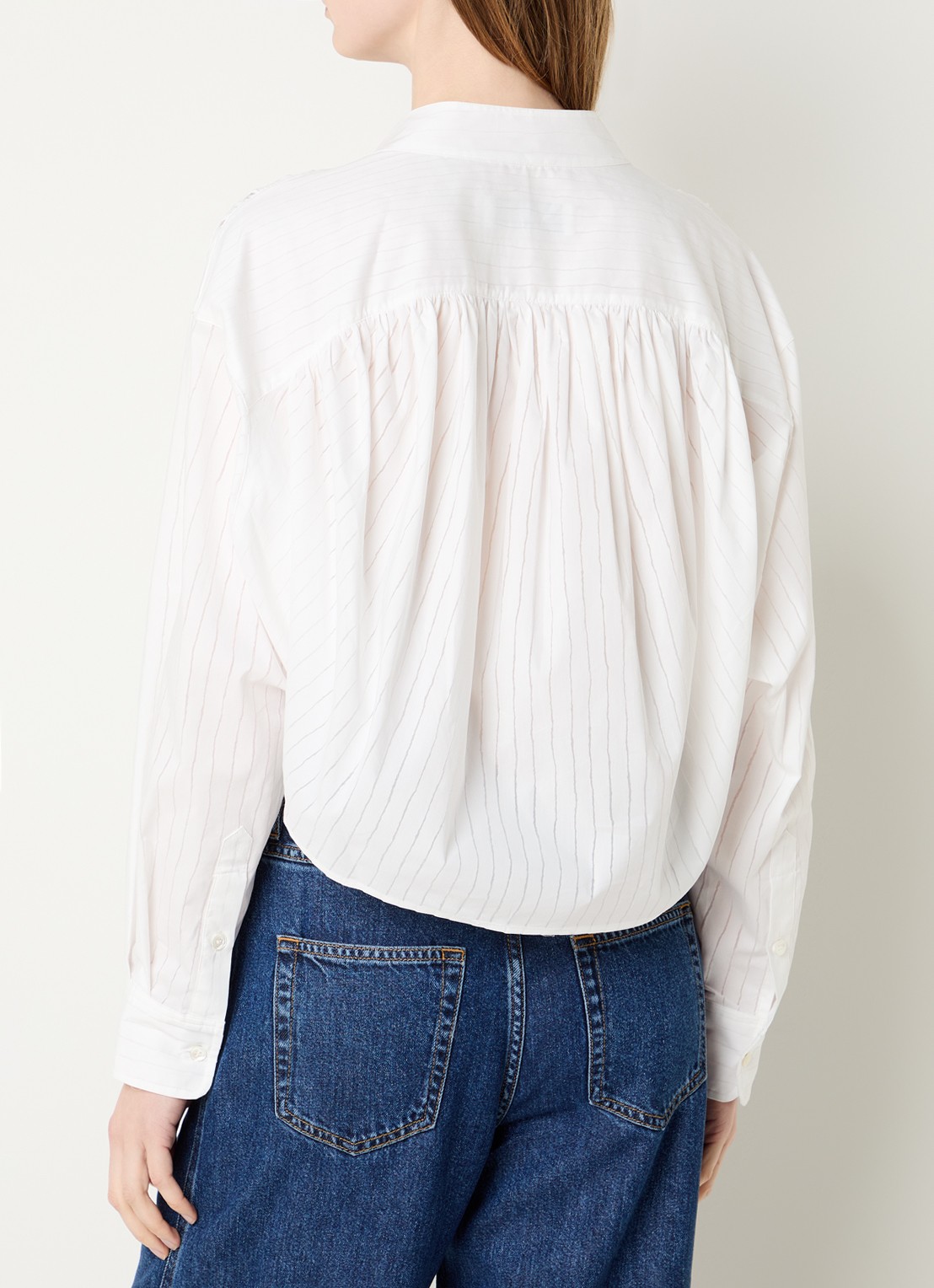 IRO Blissia cropped blouse met streepprint - achterkant wit