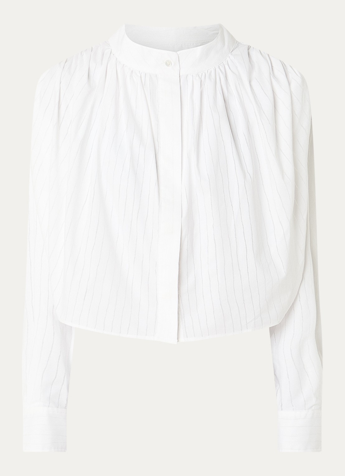 IRO Blissia cropped blouse met streepprint - voorkant 3 wit