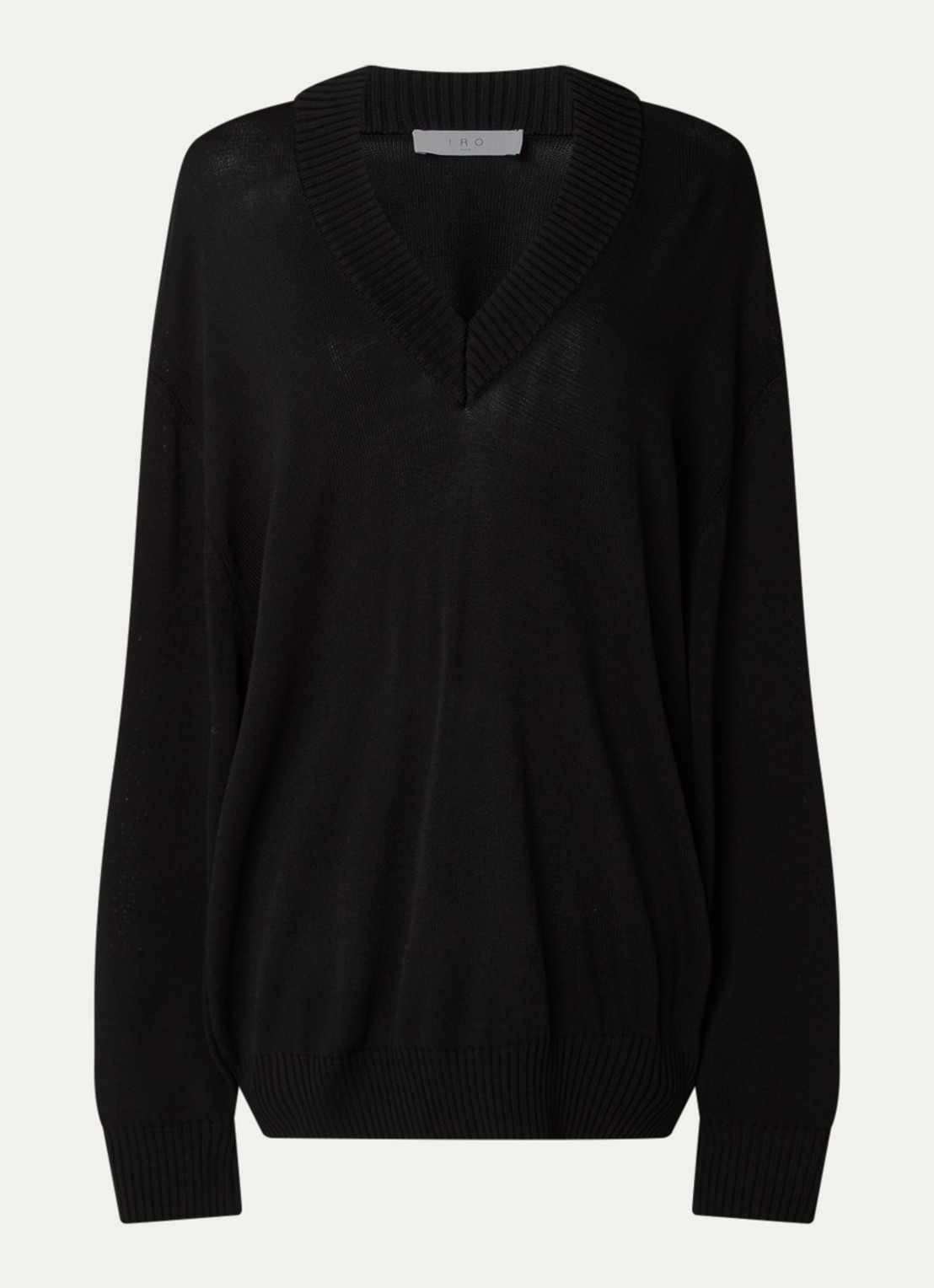 IRO Brise oversized ribgebreide trui met V-hals - voorkant 3 zwart
